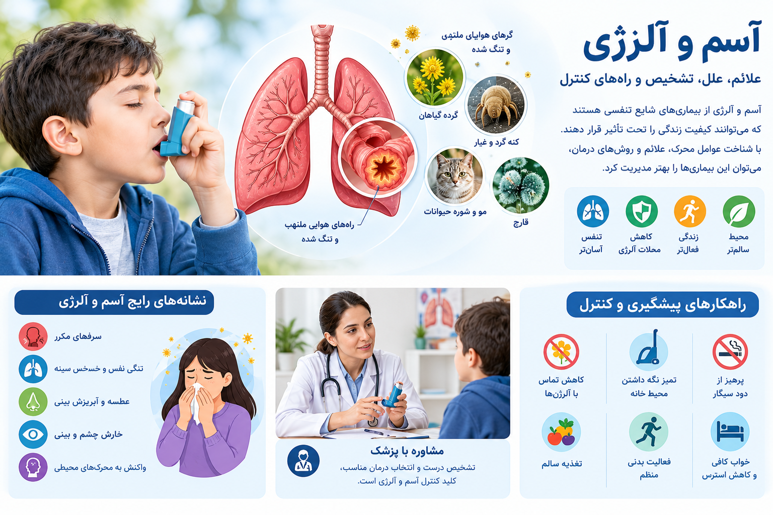 آسم و آلرژی؛ راهنمای کامل علائم، تشخیص، درمان و پیشگیری